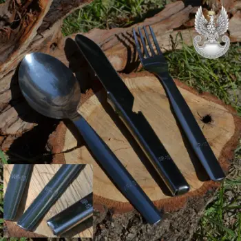 Set bestekësh Mil-Tec Tourist Three Piece, 3 pjesë, çelik inox, argjendtë
