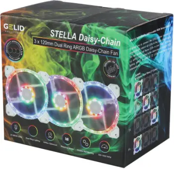 Ventilatorë kase Gelid Solutions Stella Daisy Chain, set 3 x 120mm, ARGB LED, PWM
