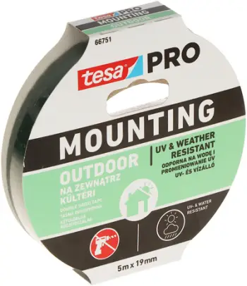Shirit ngjitës me dy anë Tesa Mounting-Pro Outdoor, 5cm, 19m, i bardhë
