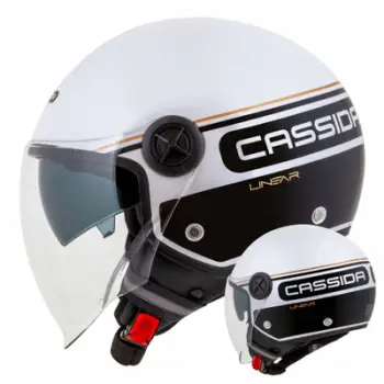 Kaskë moto Cassida Handy Plus Linear Jet, XS, e bardhë me ar dhe të zezë