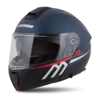 Kaskë moto CASSIDA Modulo 2.1 Compass 2026, flip up, Pinlock ready, blu mat perlë e zezë argjendtë e kuqe