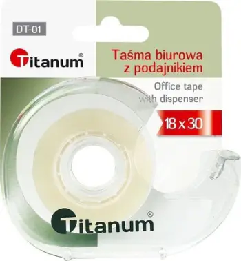 Shirit ngjitës me shpërndarës Titanum Office Tape, 18mm, 30m, transparent