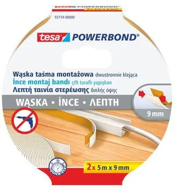 Shirit ngjitës montimi Tesa Powerbond H5571400, 2x 5m, 9mm, i bardhë - 1