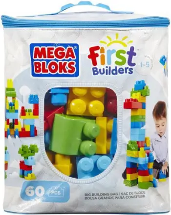 Kubëza Mega Bloks First Builders - çantë e kaltër ,60 elemente (DCH55)