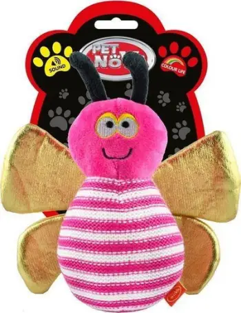 Lodër pelushi për qen Aqua Nova DOG LIFE STYLE Pink Bee, me fishkëllimë, rozë