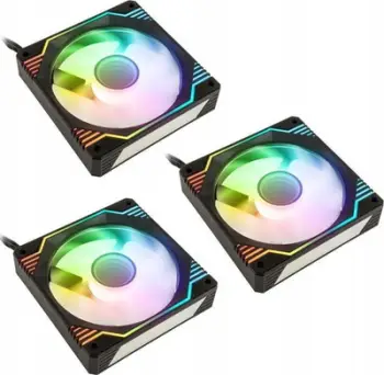 Ventilatorë PC Kolink Umbra X, 120mm, ARGB PWM, set trefish, të zinj