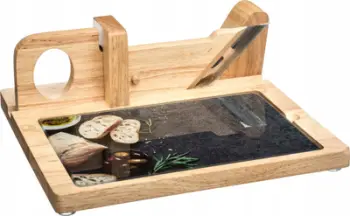 Prerës universal për djathë dhe sallam, 28.5x26x9cm, bazë druri, argjendtë kafe