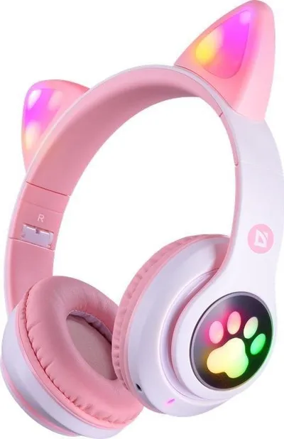 Kufje Bluetooth Defender FreeMotion B585 Cat Ears, me mikrofon, LED, rozë - 1