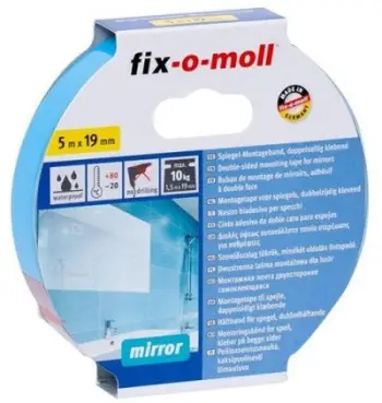 Shirit ngjitës pasqyre Fix-o-moll Mirror Mounting Tape, 500cm, rezistencë deri 10kg, i bardhë
