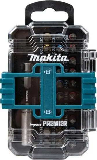 Set bitash goditës Makita P‑83652, 31 copë, me kuti plastike, shumëngjyrësh