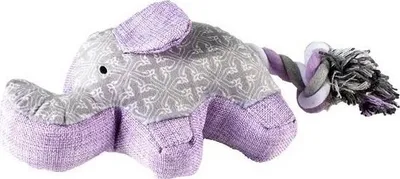 Lodër pelushi për qen Duvoplus Plush Elephant Retro, me fishkëllimë, gri - 1