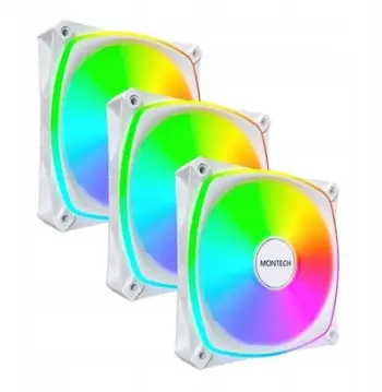 Ventilatorë PC Montech AX120 Pro ARGB, set 3x120mm, PWM, me fan hub, të bardhë