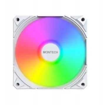 Ventilatorë PC Montech E28 ARGB, set 3x120mm PWM, me fan hub, të bardhë