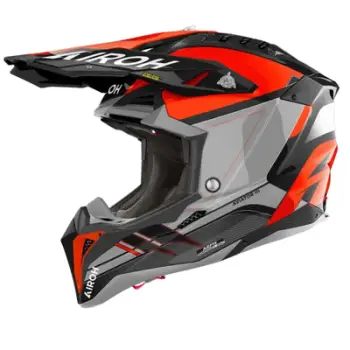 Kaskë motocross Airoh Aviator 3 Saber, HPC Carbon, AMS2 Plus, e zezë portokalli gri, XL