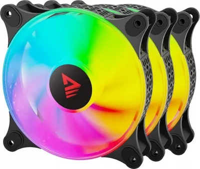 Ventilatorë kompjuteri Savio BLAST, 120mm, ARGB, set 3 copë, të zinj - 1