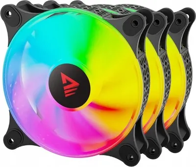 Ventilatorë kompjuteri Savio BLAST, 120mm, ARGB, set 3 copë, të zinj - 3