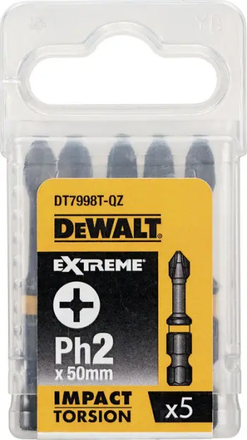 Set bitësh kaçavide Dewalt Extreme Impact Torsion DT7998T, PH2, 50mm, 5 copë