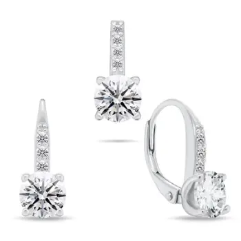 Set bizhuteri për femra Brilio Silver SET293WG, vathë + varëse, i argjendtë