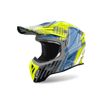 Kaskë motocross Airoh Aviator Ace 2 Proud, XL, Neon e verdhë blu gri e zezë
