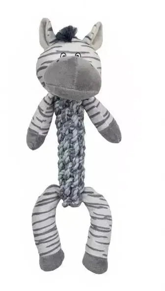 Lodër pelushi për qen Yarro Zebra Y0088, me litar të gërshetuar, 35cm, shumëngjyrëshe