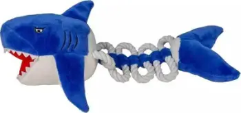 Lodër pelushi për qen Yarro Y0087, peshkaqen me litar, 35cm, blu