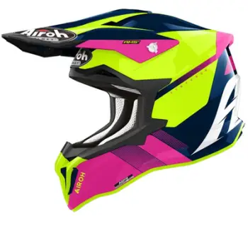 Kaskë motocross Airoh Strycker Blazer, XXL, blu rozë neon e verdhë