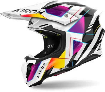 Kaskë motocross Airoh Twist 3 Rainbow, XS, e bardhë e zezë rozë dhe e verdhë