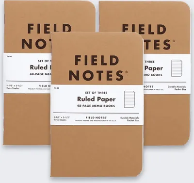Set bllokë shënimesh Field Notes Kraft 3-Pack, 48 faqe, 3.5" x 5.5", kafe - 1
