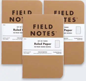 Set bllokë shënimesh Field Notes Kraft 3-Pack, 48 faqe, 3.5" x 5.5", kafe