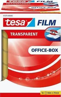 Shirit ngjitës Tesa Tesafilm Office Box, 6 rrotulla, 66m x 25mm, transparent