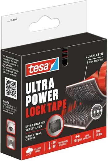 Shirit ngjitës Tesa Ultra Power Lock, 1m, 25mm, i zi