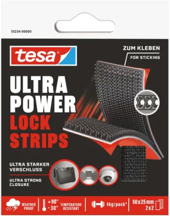 Shirit ngjitës Tesa Ultra Power Lock, hook and loop, 50mm x 25mm, i zi