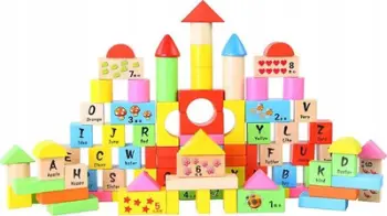 Set blloqe druri iBOX Wooden Block Set, 100 elemente, shumëngjyrëshe