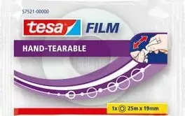 Shirit ngjitës transparent Tesa Tesafilm Hand Tearable, 0.75", 27 yd, transparent