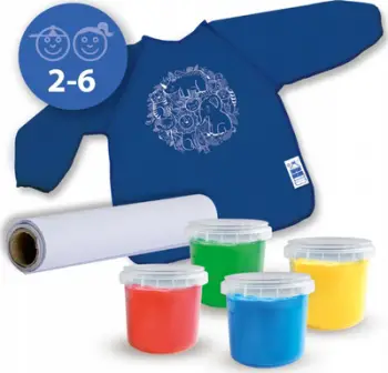 Set boja gishti SES Creative Eco Fingerpaint 24924, me përparëse, për fëmijë