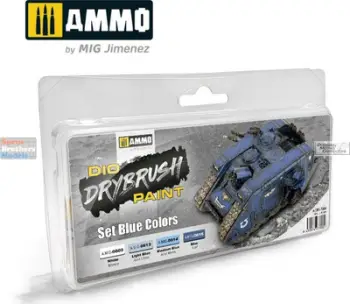 Set boja për modelim Ammo DIO Drybrush, 4 ngjyra blu
