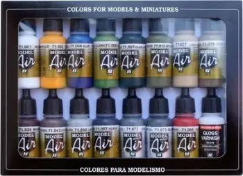 Set boje akrilike Vallejo VJP71192 Model Air, 16 copë, 17ml, shumëngjyrëshe