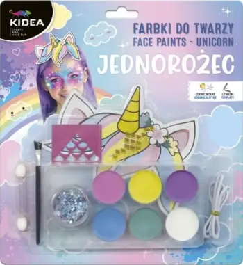 Set boje fytyre Kidea Unicorn, face paint për fëmijë, shumëngjyrësh