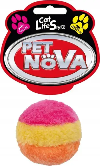 Lodër për mace Pet Nova Cat Plushball, top pelushi, shumëngjyrëshe