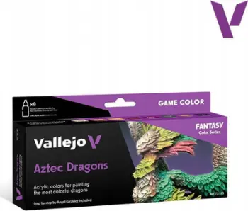 Set bojëra akrilike Vallejo Game Color Aztec Dragons, 8 copë, për miniatura
