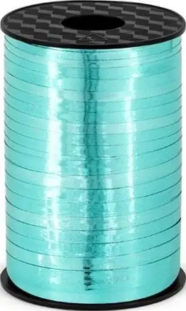 Shirit plastik dekorativ, 5mm, 225m, ngjyrë turquoise metalike