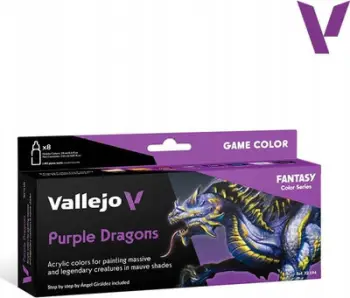 Set bojërash akrilike Vallejo Game Color Purple Dragons, 8 copë, vjollcë