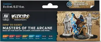 Set bojërash akrilike Vallejo Wizkids PS Masters of the Arcane, për miniatura, shumëngjyrësh