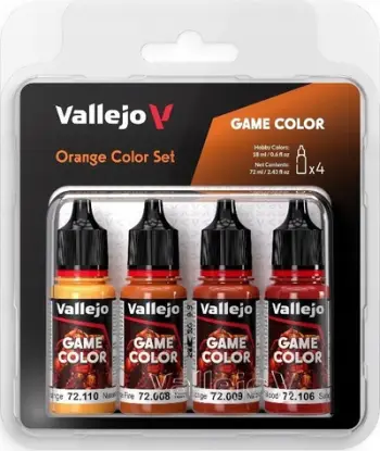 Set bojërash për miniatura Vallejo Game Color VJP72381, 4 ngjyra, portokalli