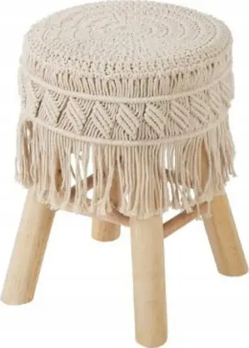 Tabure Atmosphera Macramé Indian Summer, dru pishe, pambuk, bezhë