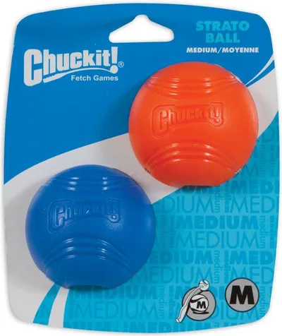 Lodër për qen Chuckit Strato Ball Medium, set 2 copë, gome natyrale, portokalli - 2