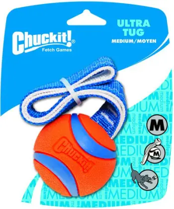 Lodër për qen Chuckit Ultra Fetch Rugged, top gome me dorezë, madhësia Medium, portokalli