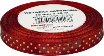 Shirit saten dekorativ Brown, me pika, 12mm x 22m, kafe