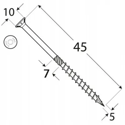 Vida druri DOMAX Torx, 5x45 mm, set 200 copë, të galvanizuara - 1