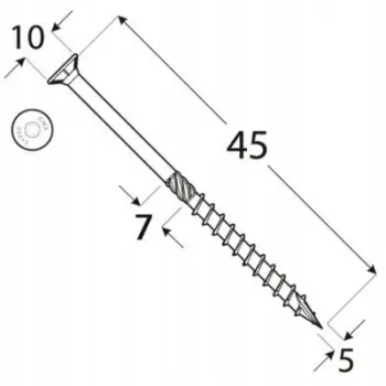 Vida druri DOMAX Torx, 5x45 mm, set 200 copë, të galvanizuara
